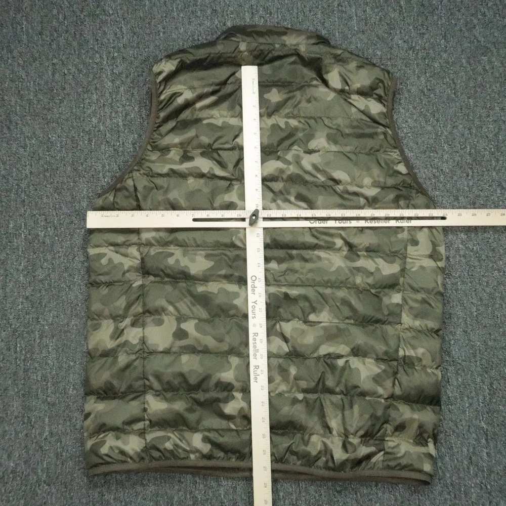 Eddie‎ Bauer Vest Mens Large Tall Green Camo Down Insulated Full Zip Pockets